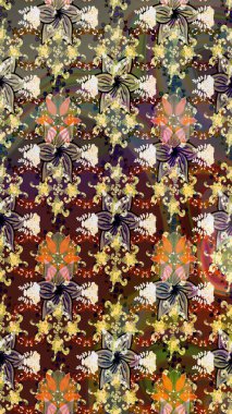 Tropik çiçekler. Gömlek, arka plan modelini çiz. Kahverengi ve bej renkli çiçekler.