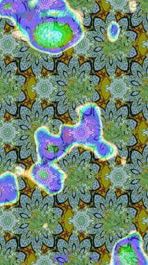 Soyut etnik raster çizim kalıbı. Vadinin yeşil renkli çiçekleri. Çiçekler..