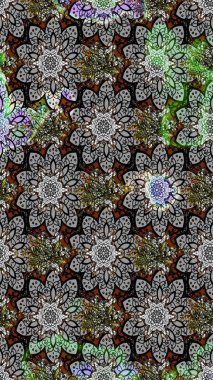 Egzotik çiçekler, gri renkte botanik parlak klasik doğa. Raster illüstrasyonu. Klasik tropikal doğal elementlerin suluboya seti.