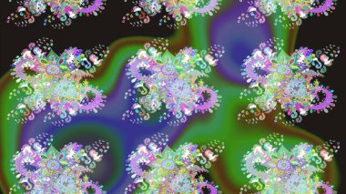 Yeşil renkli şirin çiçek deseni. Düz Çiçek Elementleri Tasarımı. Raster Modaya uygun kumaş deseni. Renkli Bahar Teması çizim şablonu.