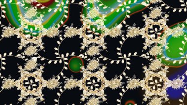 Siyah renkli çiçekler. Düz Çiçek Elementleri Tasarımı. Renkli Bahar Teması eskiz kalıbı. Raster illüstrasyonunda çiçek deseni çizimi.