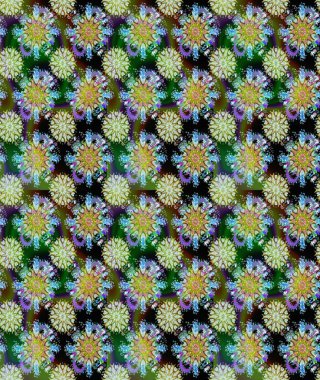 Tarafsız ve yeşil renklerde çiçekler. Kusursuz Renksiz Bahar Temalı Kusursuz Arkaplan. Sevimli çiçek raster deseni. Düz Çiçek Elementleri Tasarımı.