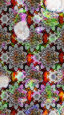 Gri arka planda. Elle çizilmiş çiçek desenli Raster çizimi. Çocuksu tasarım. Tekstil, kumaş, ambalaj, hatıra defteri için güzel çiçek arkaplanı..