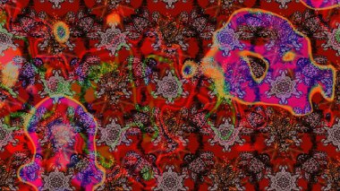 Klasik çiçekler. El çizimi, soyut ve süslü elementler. Yaz çiçekleri teması. Kırmızı renkler. Suluboya resim taklit Raster illüstrasyonu.