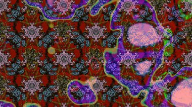 Renkli çizim kalıbı. Çiçek arkaplan. Çiçek duvar kâğıdı. Raster illüstrasyonu. Kahverengi renkli şirin tekstil.