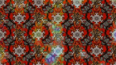 Raster illüstrasyonundaki çiçek desenli çizim. Kahverengi renkte çiçekler.