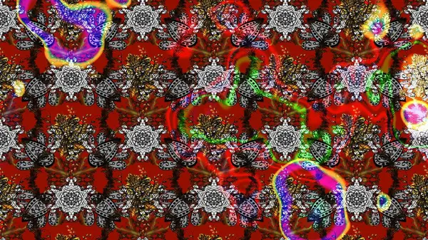 Eskiz klasiği. Raster Şirin kumaş deseni. Renkli Bahar Teması eskiz kalıbı. Düz Çiçek Elementleri Tasarımı.