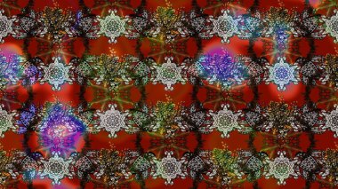 Tropik çiçek desenleri. Raster illüstrasyonu. Kahverengi renkte çiçekler.