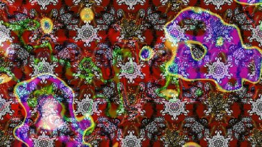 Raster çiçek desenli çiçek deseni, yapraklar, dekoratif elementler, sıçrama, lekeler, el çizimi kontur çizgileri ve Doodle çizim stili, grafik raster çizim çizimi.