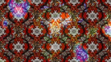 El çizimi çiçekli soyut çizim kalıbı. Raster illüstrasyonu. Kahverengi renkte çiçekler.