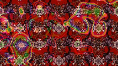 Çiçekli karalama şeklinde Raster çiçek deseni. Kibarca, kırmızı renkte yaz çiçekleri. Raster illüstrasyonu.