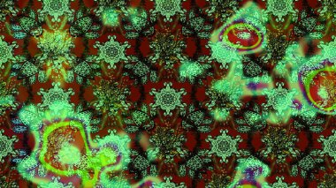 Raster illüstrasyonundaki çiçek desenli çizim. Yeşil renkli çiçekler. Renkli Bahar Teması eskiz kalıbı. Düz Çiçek Elementleri Tasarımı.