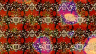 Çiçek desenli çizim. Raster illüstrasyonu. Asya tekstil tarzında. Güzel kumaş deseni. Renkli Bahar Teması eskiz kalıbı. Düz Çiçek Elementleri Tasarımı.