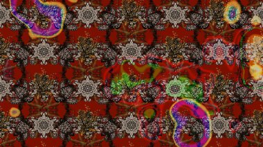 Raster illüstrasyonundaki çiçek desenli çizim. Kahverengi renkli çiçekler. Renkli Bahar Teması eskiz kalıbı. Düz Çiçek Elementleri Tasarımı.