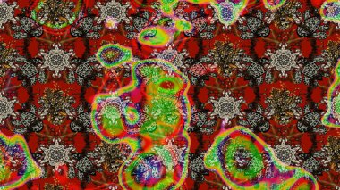 Soyut etnik raster çizim kalıbı. Kabile sanatı boho baskısı, klasik çiçek arkaplanı. Arkaplan dokusu, duvar kağıdı, kahverengi renkli çiçek teması.