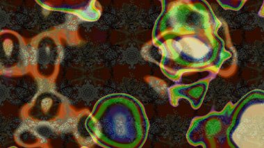 Çiçekli ipek eşarp. El çizimi çiçek unsurları olan soyut çizim raster deseni. 1950-1960 motifleri. Retro tekstil tasarım koleksiyonu. Kahverengi üstüne kahverengi.