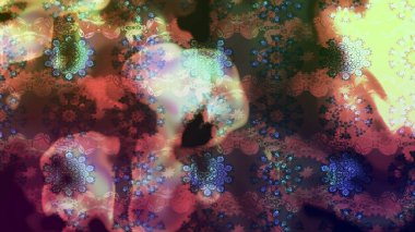 Çiçekli, yapraklı, çiçek desenli eskiz. El çizimi. Raster illüstrasyonu.