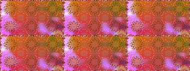 Raster illüstrasyonu. Renkli Bahar Temalı Kusursuz Arkaplan. Güzel kumaş deseni. Düz Çiçek Elementleri Tasarımı. Karalama çiçeği. Zentangle soyut çiçekleri.