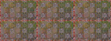 Raster düz çiçekleri pürüzsüz desen. Hediye ambalaj kağıdı, tebrik kartları, posterler ve pankart tasarımı. Kahverengi renkte çiçekler.