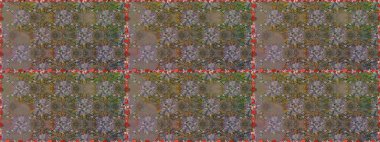 Kusursuz desen. Hint süsü. Kahverengi renklerde. Renkli süs kenarı. Çiçek duvar kağıdı. Raster illüstrasyonu.