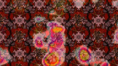 Raster düz çiçek çizim deseni. Hediye ambalaj kağıdı, tebrik kartları, posterler ve pankart tasarımı. Kahverengi renkte çiçekler.