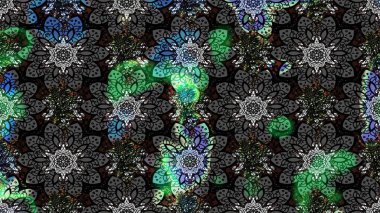 Şirin çiçekler. Çizgi çizimi kalıbı. Raster Moda kumaş deseni.