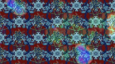 Kumaş desenli papatya çiçeği detayı. Mavi renkte çiçekler.