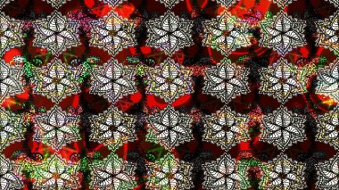 Siyah renklere karalamalar çizilmiş çiçek deseni. Raster illüstrasyonu.