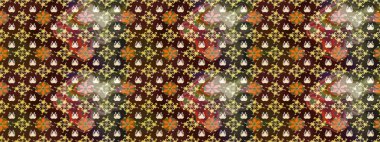 Raster illüstrasyonu. Kahverengi ve bej renklerde. Çiçek buketleriyle klasik tarzda eskiz deseni.