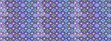 3D çiçekler, eskiz. Mor ve mavi renklerde. Raster illüstrasyonu.