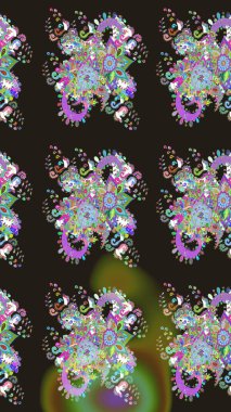 Gri renkli etnik çiçekli zarif eskiz deseni. Raster Çiçek İllüstrasyonu güzel tekstil..