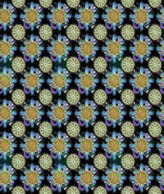 Asya tekstil tarzında. Kusursuz çiçek deseni. Siyah ve nötr renklerde çiçekler. Renkli Bahar Temalı Kusursuz Arkaplan. Düz Çiçek Elementleri Tasarımı. Raster illüstrasyonu.