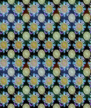 Çiçeklerle suluboya desenli çiçek deseni. Raster illüstrasyonu. Mavi ve nötr renklerde Asyalı tekstil.