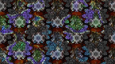 Siyah renkli şirin çiçek deseni. Raster Modaya uygun kumaş deseni. Renkli Bahar Teması eskiz kalıbı. Düz Çiçek Elementleri Tasarımı.