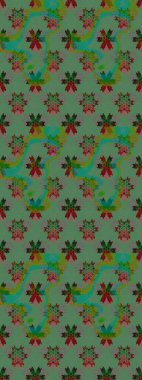 Düz Çiçek Elementleri Tasarımı. Sevimli çiçek raster deseni. Renkli Yaz Temalı eskiz kalıbı. Yeşil renkte çiçekler.