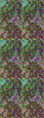 Yeşil ve kahverengi renkli yeşil ve kahverengi papatya deseni. Raster illüstrasyonu. Yeşil ve kahverengi renklerde.