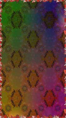 Kusursuz çiçek deseni. Kahverengi ve yeşil renkli Asya tekstili. Raster illüstrasyonu.