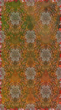 Kusursuz bir arka plan modeli. Raster hisseleri. Suluboya, elle çizilmiş. Kahverengi üzerine çiçekler.