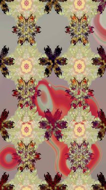 Tarafsız ve bej renklerde. Taslak dekoratif arka plan, çiçek mandala. Raster illüstrasyonu. Çiçek..