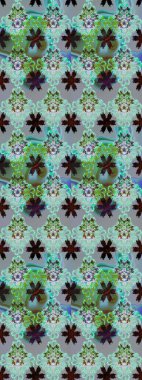 Çiçeksel fantezi tasarımı ve parlak bir arka plan çizimi. Düz Çiçek Elementleri Tasarımı. Renkli Bahar Teması çizim şablonu.