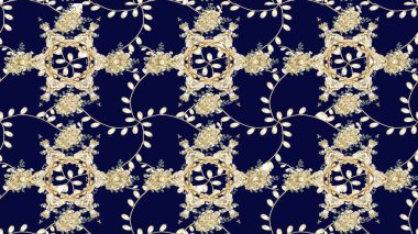 Renkli Bahar Teması eskiz kalıbı. Düz Çiçek Elementleri Tasarımı. Raster illüstrasyonundaki çiçek desenli çizim. Süslü kumaş deseni.