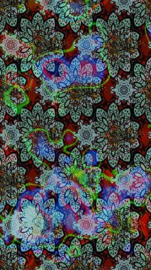 Raster Henna tarzı. Taslak süsleme izi. Sınır Kızılderili çiçekli paisley patten. Tebrik kartı geçmişi, boyama kitabı, arkaplan ve tekstil için kullanılabilir. Etnik Mandala havlusu.