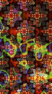 Raster illüstrasyonu. Kahverengi renkli çiçekler. Robot resim. Şirin çiçek elementleri..