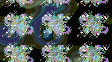 Renkli Bahar Teması eskiz kalıbı. Raster illüstrasyonundaki çiçek desenli çizim. Düz Çiçek Elementleri Tasarımı. Siyah renkte çiçekler.