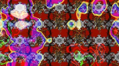 Kırmızı renkte etnik çiçeklerle süslenmiş zarif bir eskiz şekli. Asya Tekstil 'inde Raster Çiçek İllüstrasyonu.