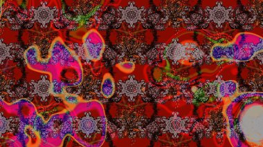 Klasik çiçekler. El çizimi, soyut ve süslü elementler. Yaz çiçekleri teması. Kahverengi renkli. Suluboya resim taklit Raster illüstrasyonu.