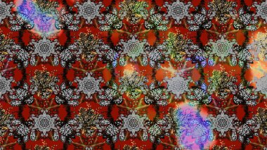 Çiçekli ipek eşarp. El çizimi çiçek unsurları olan soyut çizim raster deseni. 1950-1960 motifleri. Retro tekstil tasarım koleksiyonu. Gri üzerine gri.