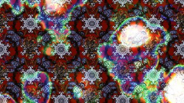 Suluboya elle çizilmiş çiçek desenli eskiz deseni. Parlak renkli fantezi çiçekleri, yapraklar, kahverengi renkli tomurcuklar, kahverengi.