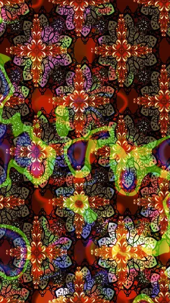 Raster illüstrasyonu. Kahverengi renkli çiçekler. Robot resim. Şirin çiçek elementleri..