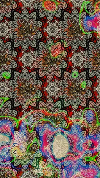 Raster stili kumaş deseni. Çiçekler suluboya çizim deseni.